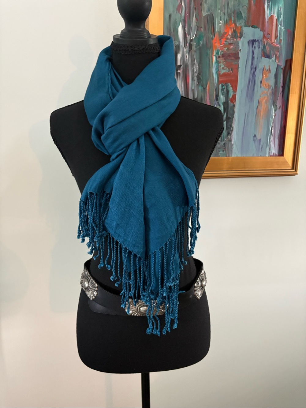 Teal Fringe Fashion Scarf - Women Accessories